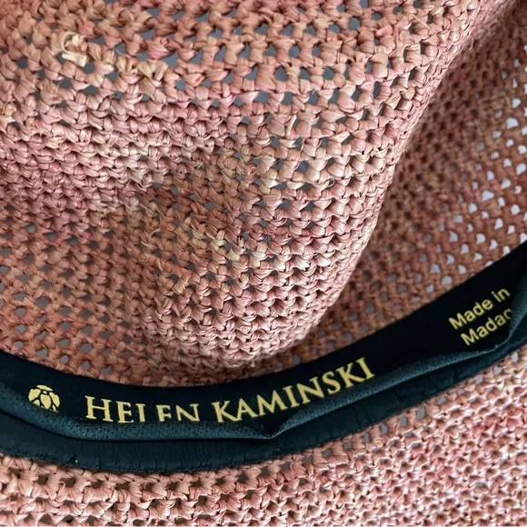 Helen Kamiinski Fine Quality Rafia Wide Brim Hat Dusty Rose/Coral NWT New! - Picture 4 of 7